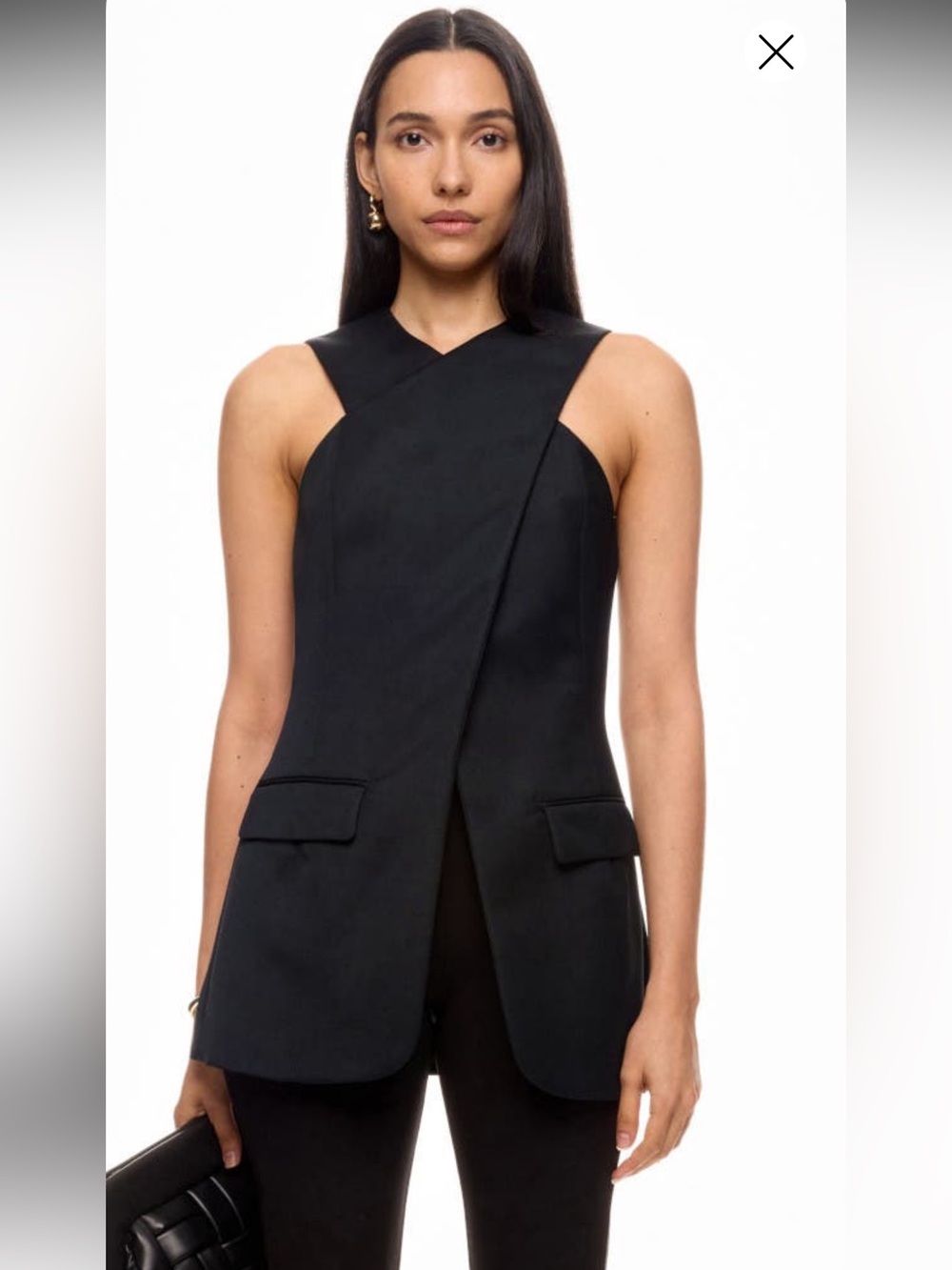 Rosetta Getty Black Asymmetric Halter Blazer Vest